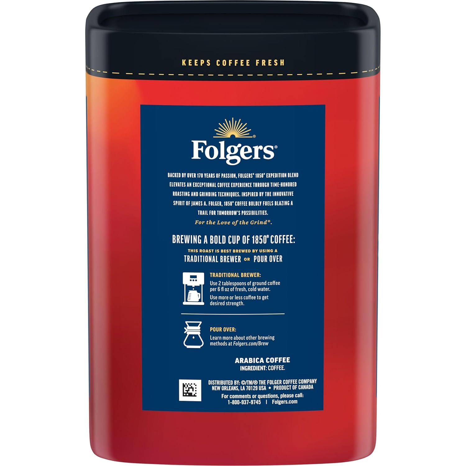 Folgers 1850 Expedition Blend Medium Roast Ground Coffee, 12 Ounce (Pack of 6) - Image 3