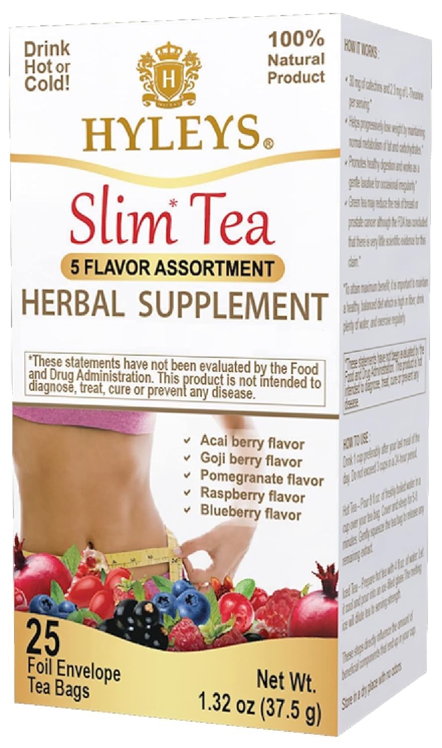 HYLEYS Slim Tea 5 Flavor Assortment – Weight Loss Herbal Supplement