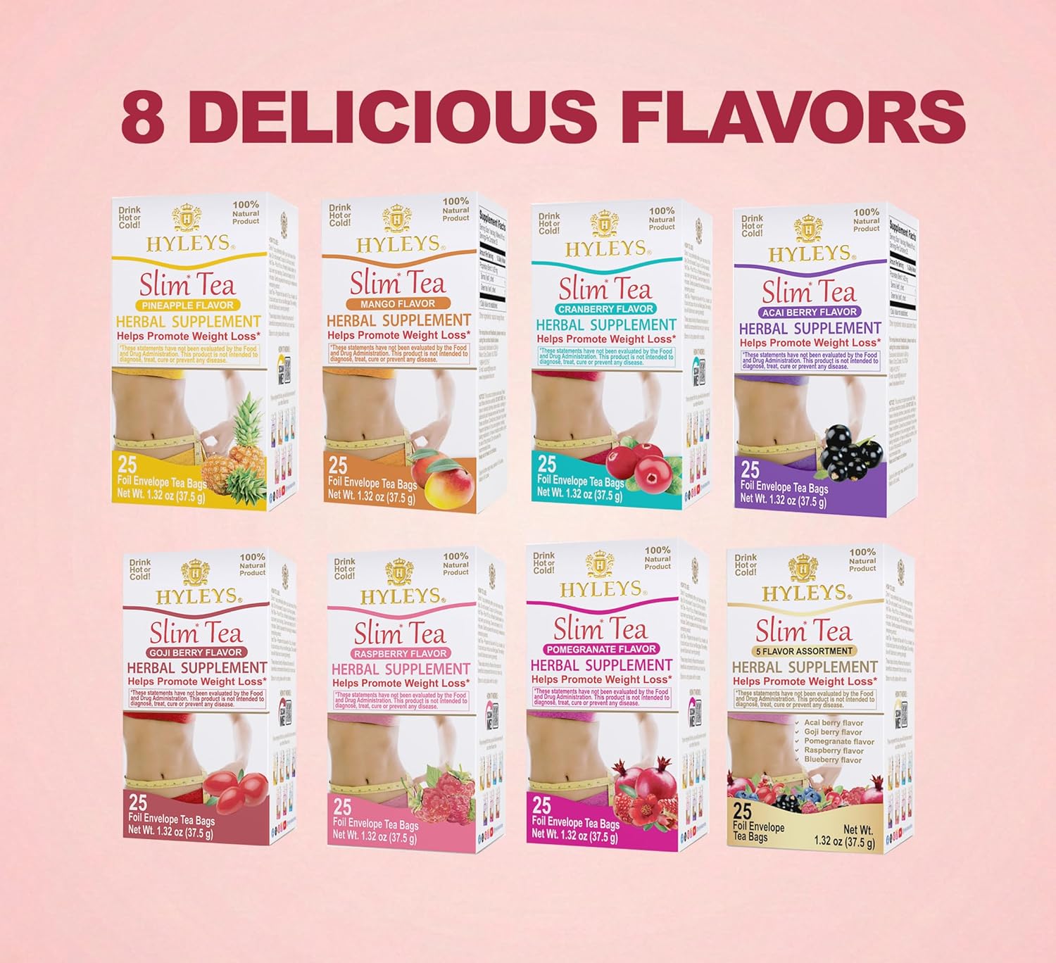 HYLEYS Slim Tea 5 Flavor Assortment - Weight Loss Herbal Supplement - Image 7