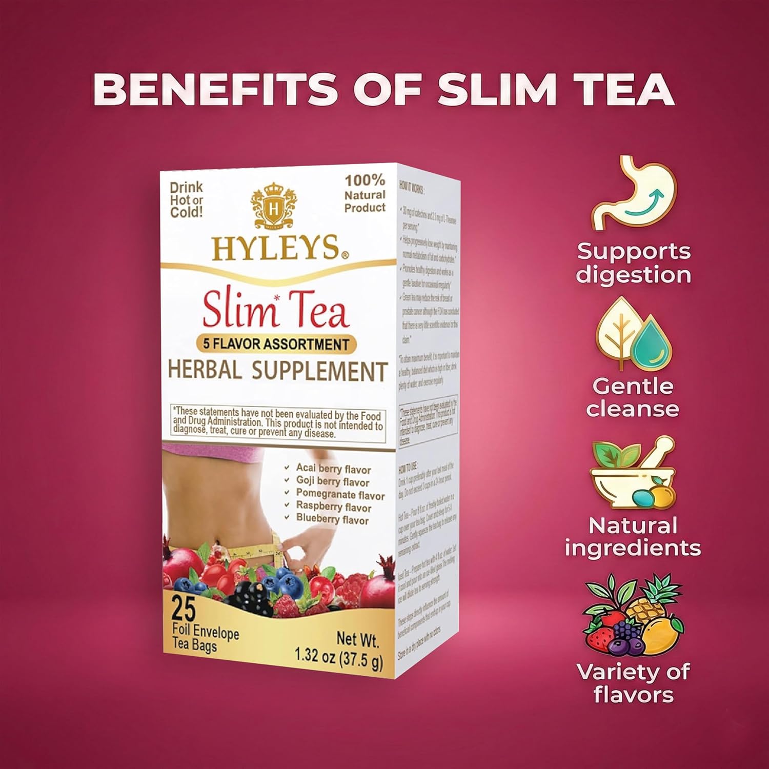 HYLEYS Slim Tea 5 Flavor Assortment - Weight Loss Herbal Supplement - Image 4